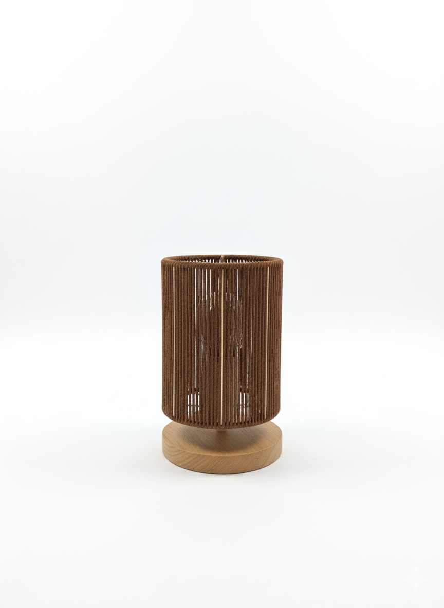 Cinnamon Rope Table Lamp: Textured Cylinder Design