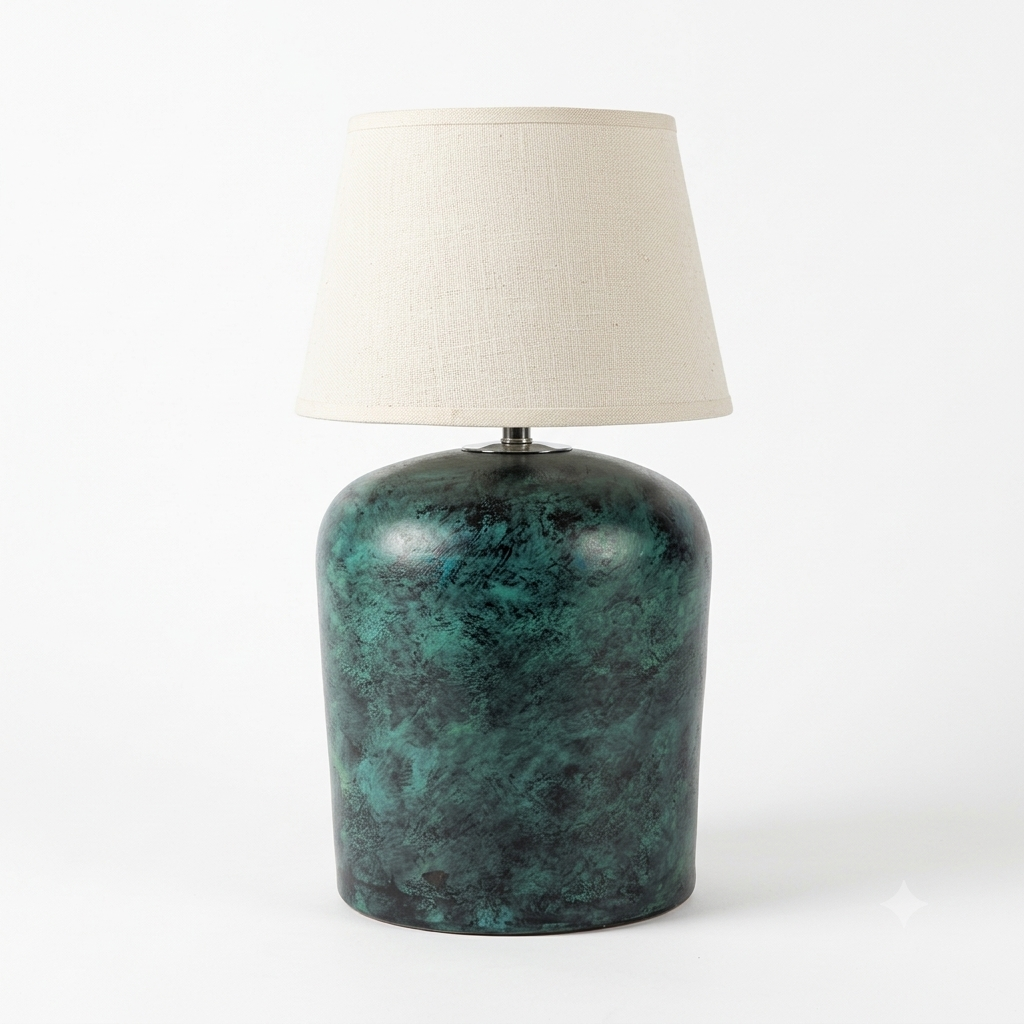 Verdigris Pottery Table Lamp