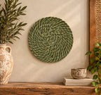 Olive Swirl Green Pottery Wall Plate