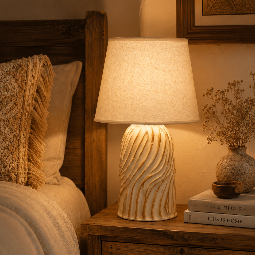 Sahara Wave Pottery Table Lamp