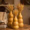 Ochre Sculpt Pottery Vases – Set of 3