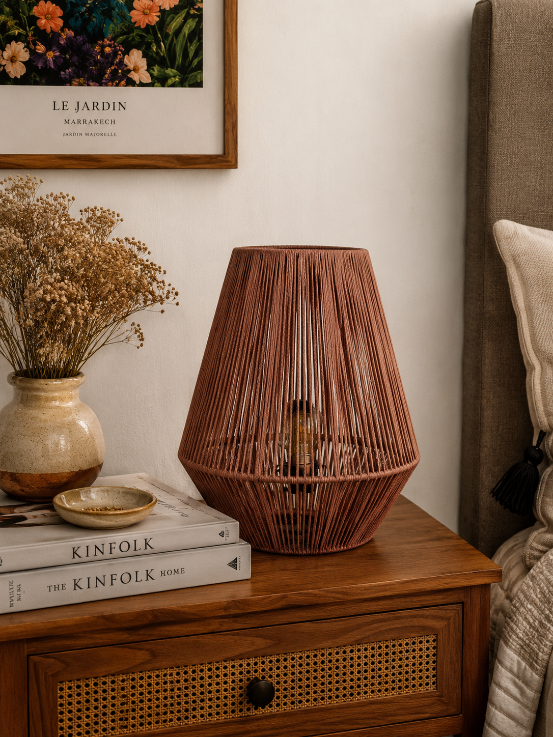 Pear Boho Style Lampshade - Reddish-Brown