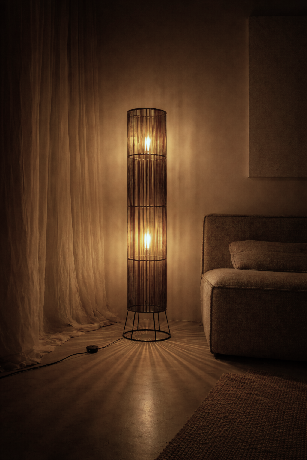 Natural Jute Woven Column Floor Lamp