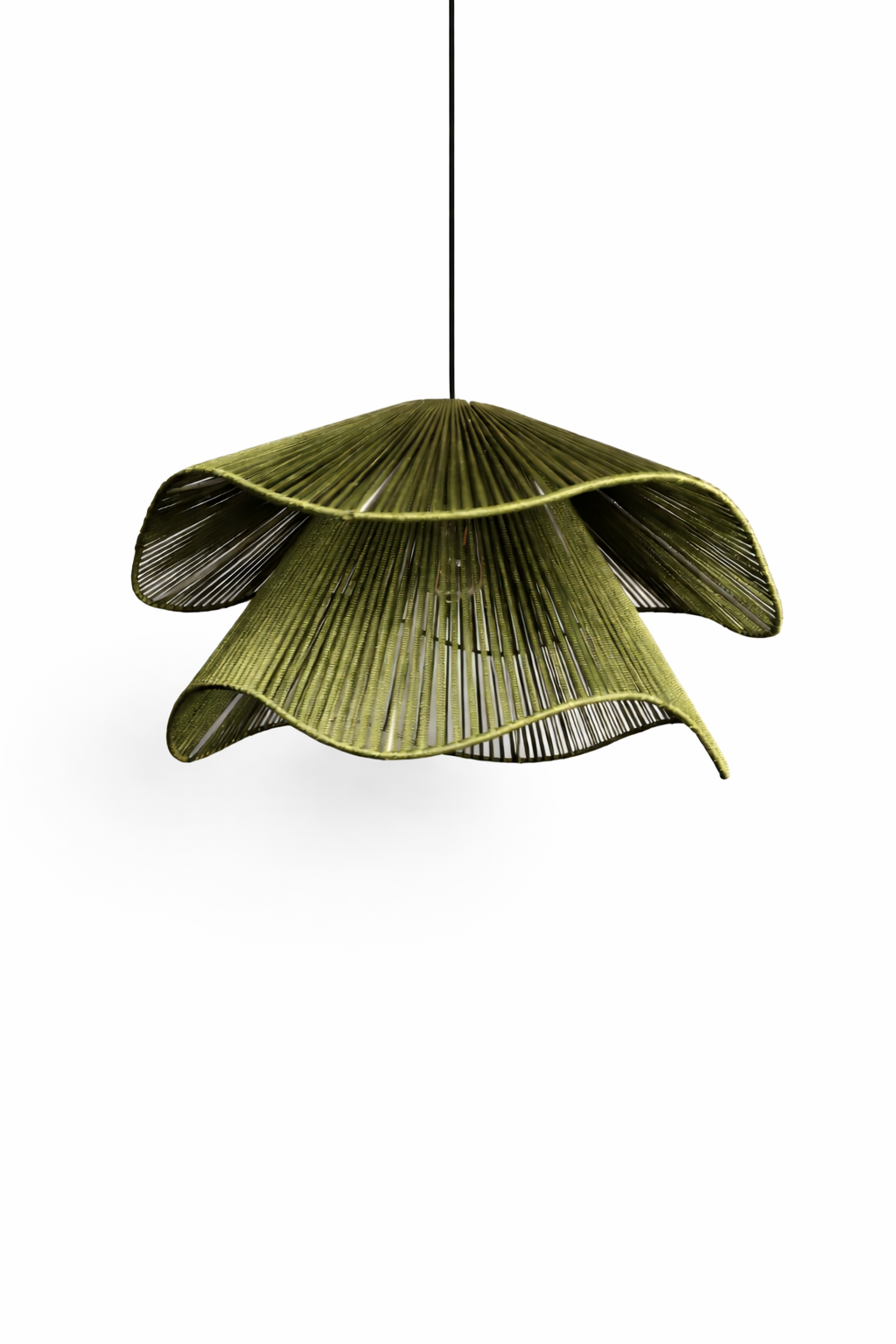 The Olive Layered Woven Pendant Light
