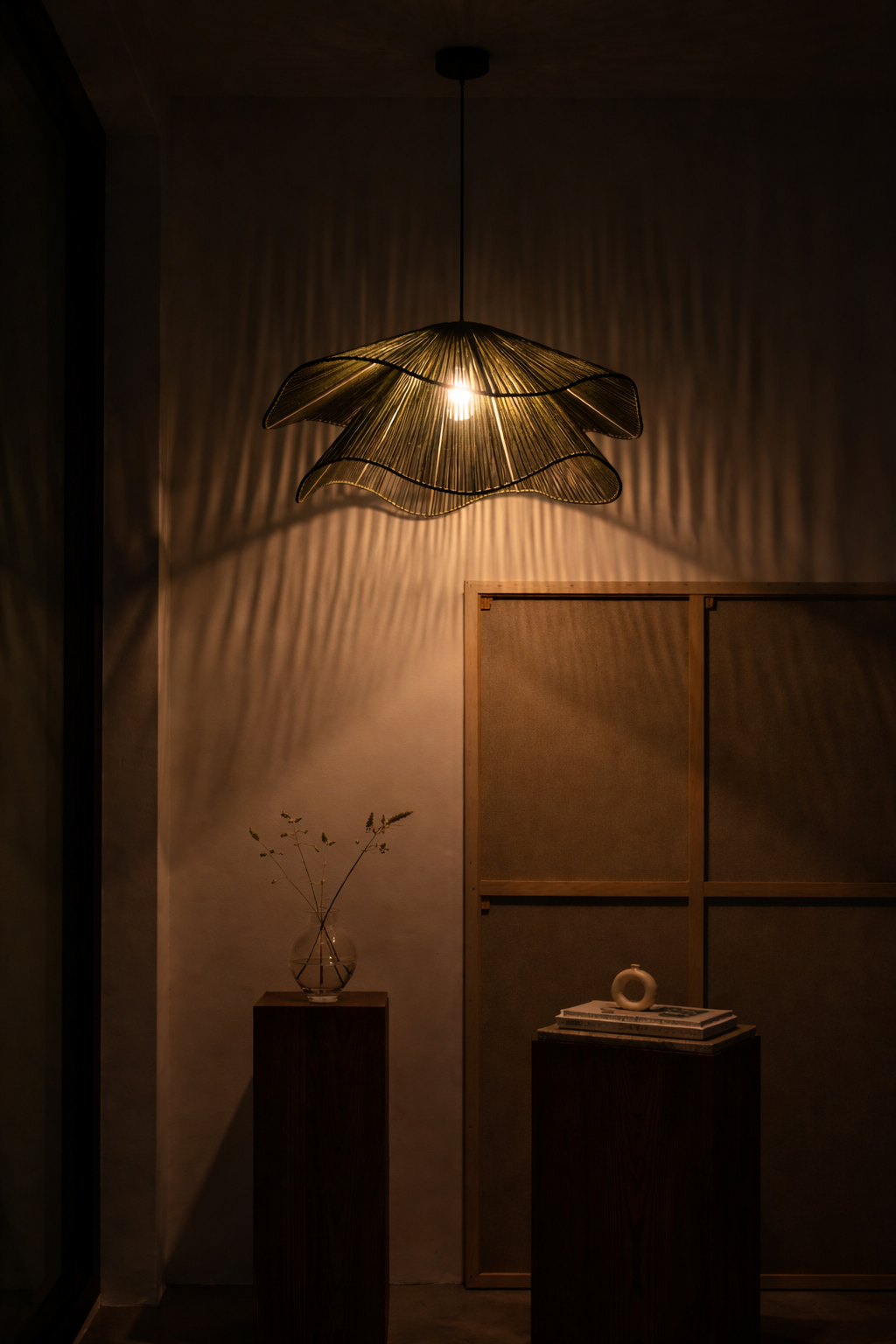 The Olive Layered Woven Pendant Light