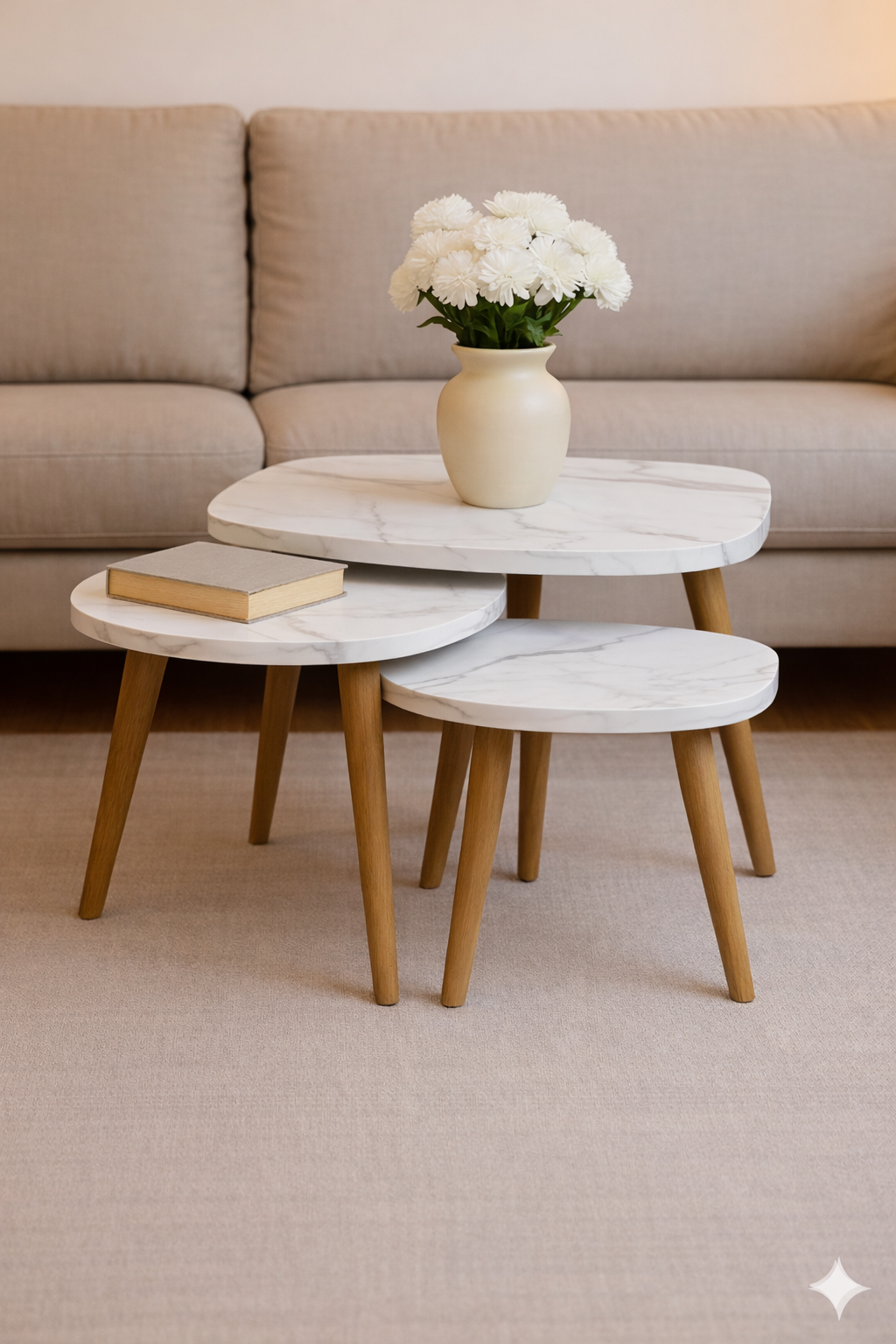 Marble Modern Nesting Coffee Tables – Set of 3