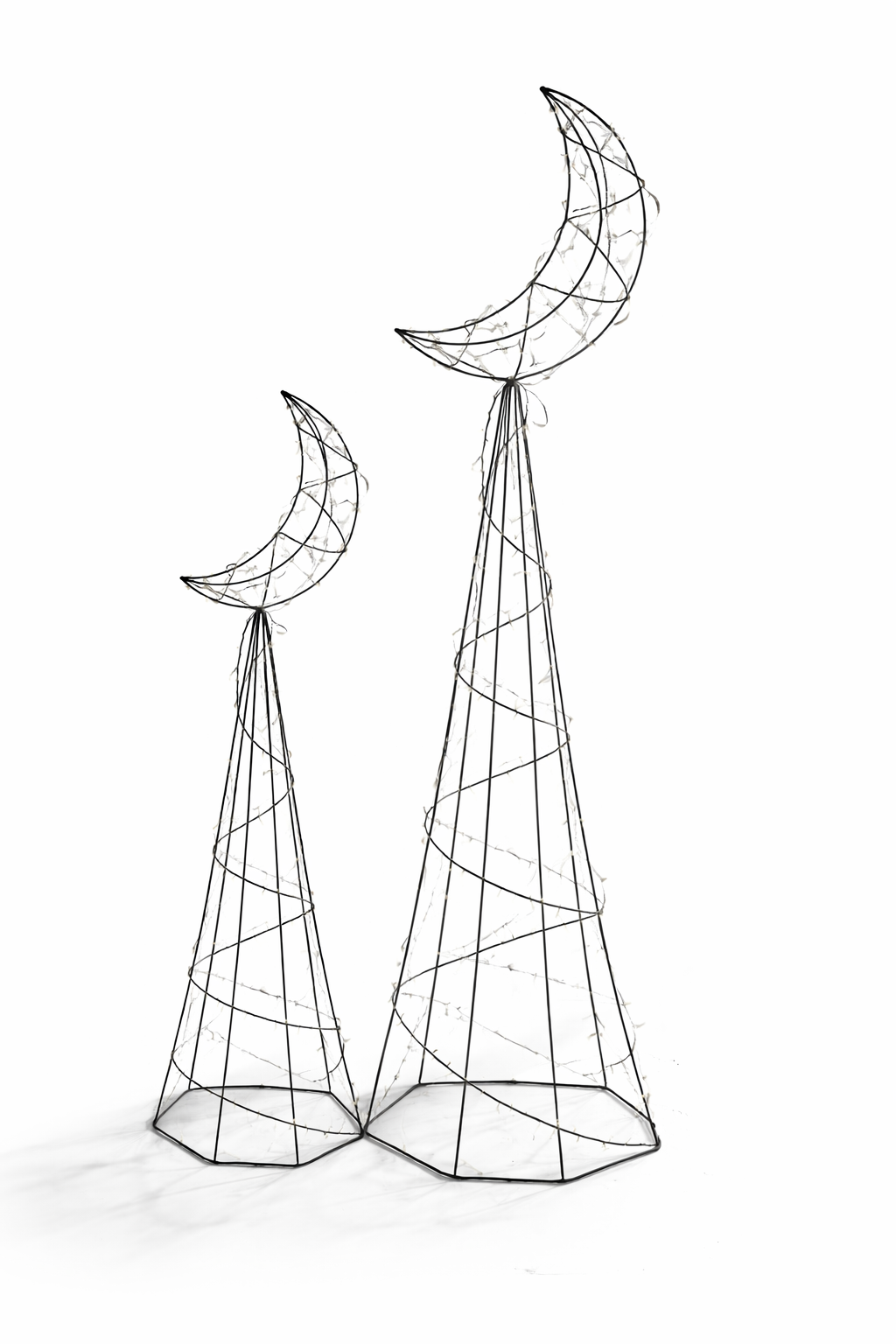 Crescent Metal Lantern Floor Lamp - Set of 2 (M & L)