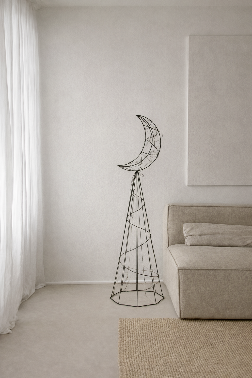 Crescent Metal Lantern Floor Lamp - Medium