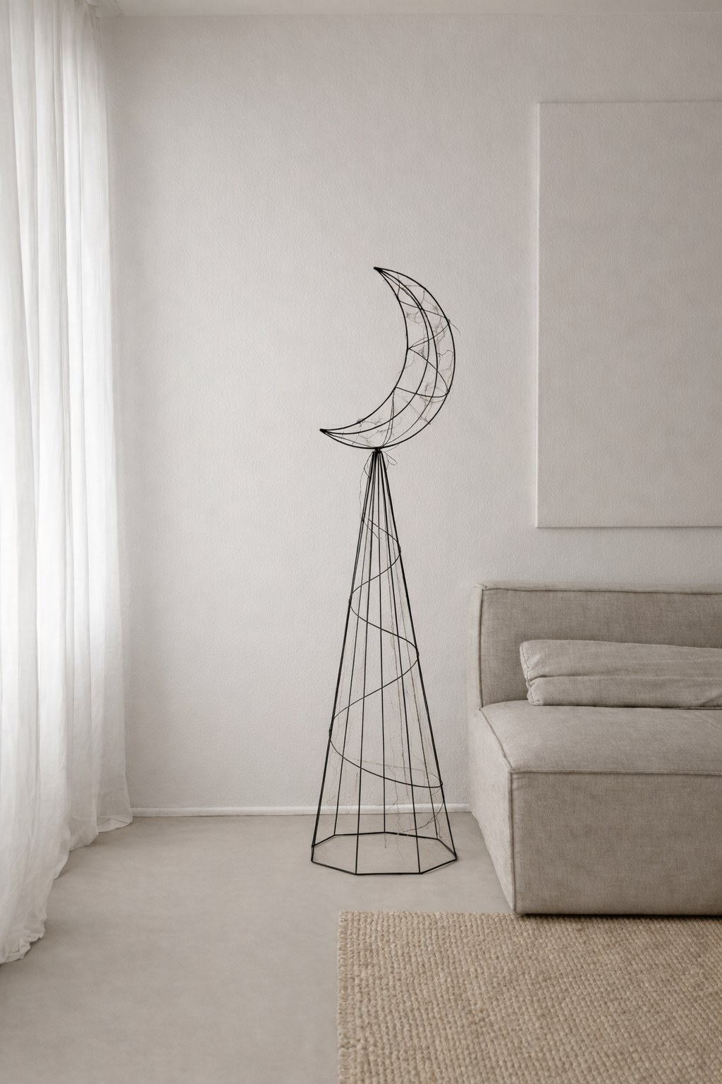 Crescent Metal Lantern Floor Lamp - Large