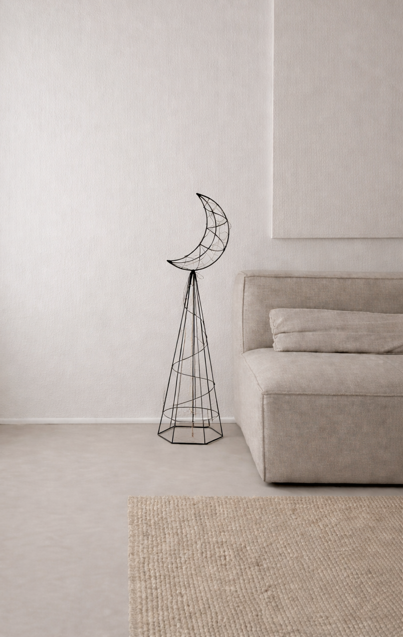 Crescent Metal Lantern Floor Lamp - Small