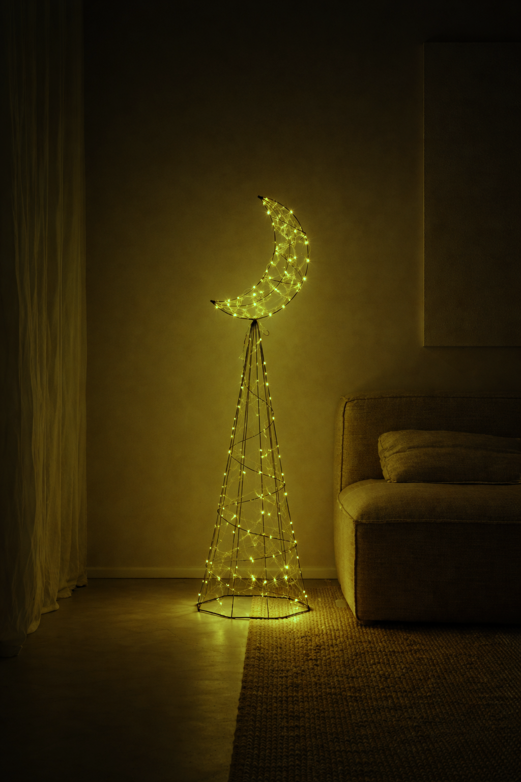 Crescent Metal Lantern Floor Lamp - Large