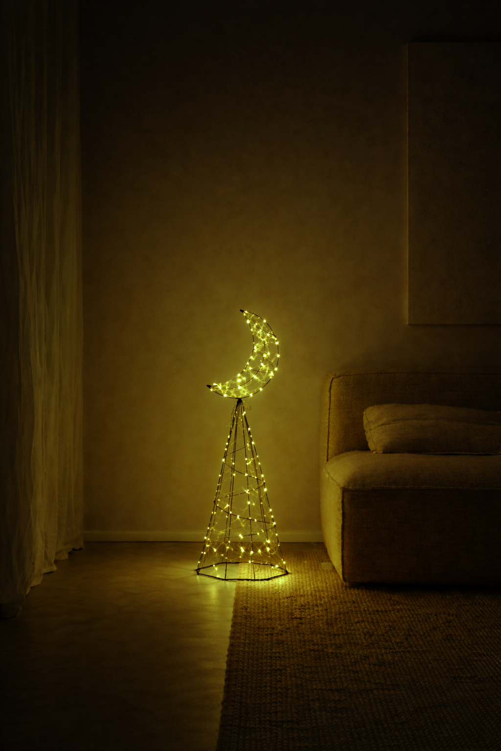 Crescent Metal Lantern Floor Lamp - Small