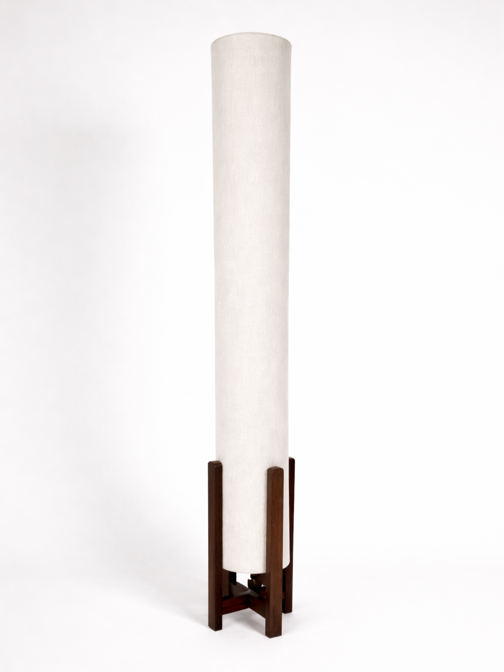 Off-White Linen Column Floor Lamp: Mid-Century Modern