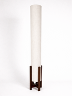 Off-White Linen Column Floor Lamp: Mid-Century Modern