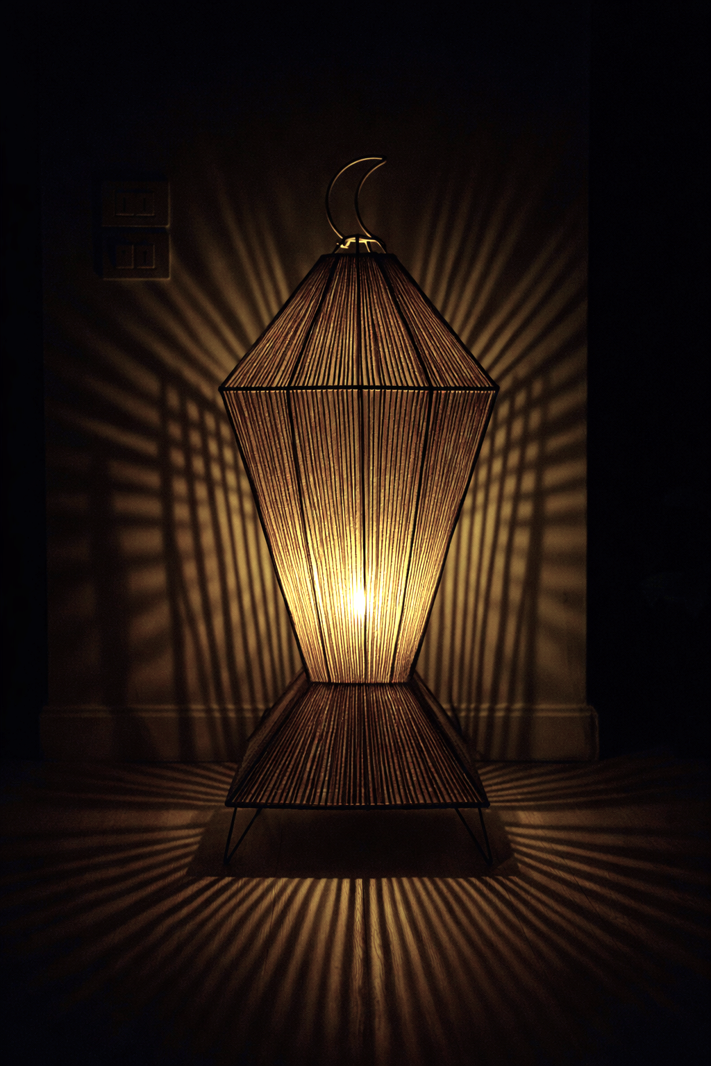 Natural Linen Lantern Floor Lamp