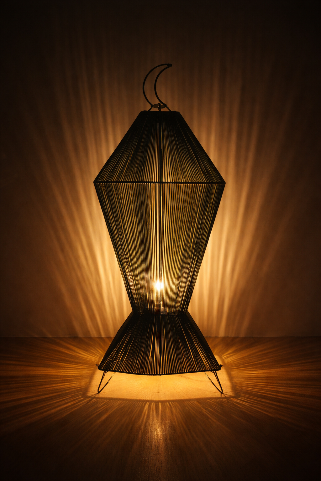 Olive Linen Lantern Floor Lamp