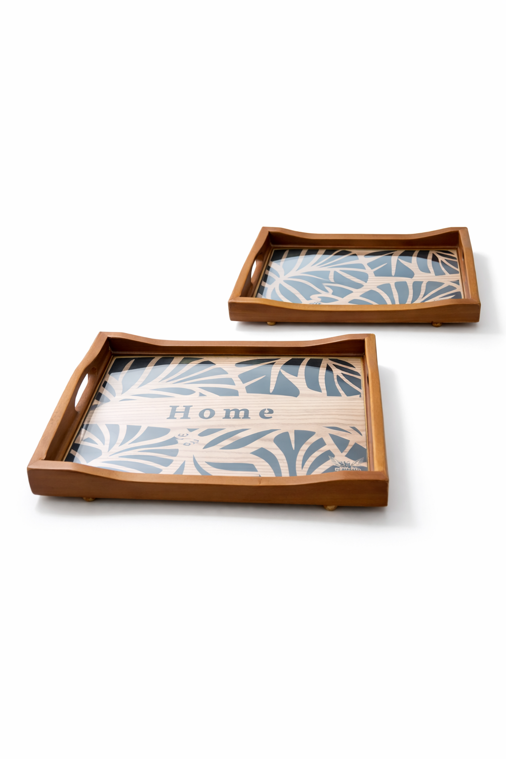 "Home" Tropical Leaf Decorative Tray Set