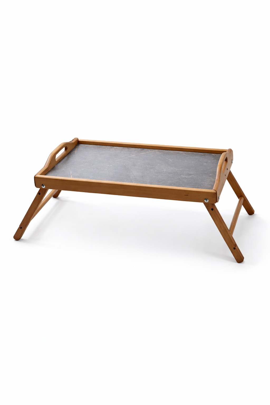 Folding Bed Tray – Marble & Wood Edition