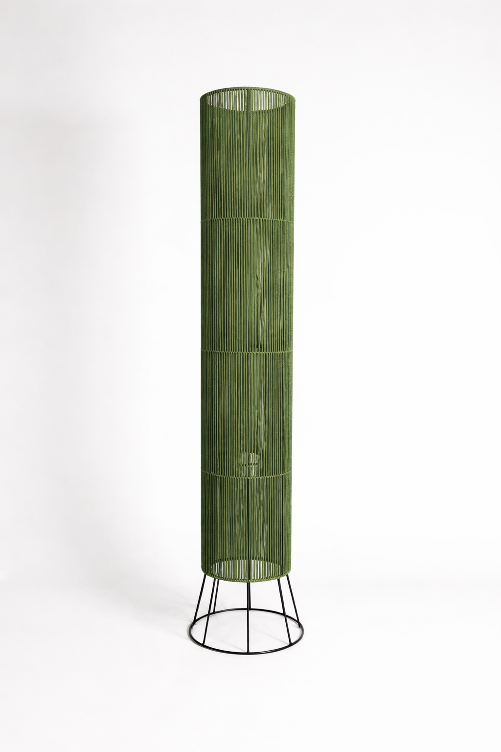 Olive Woven Column Floor Lamp