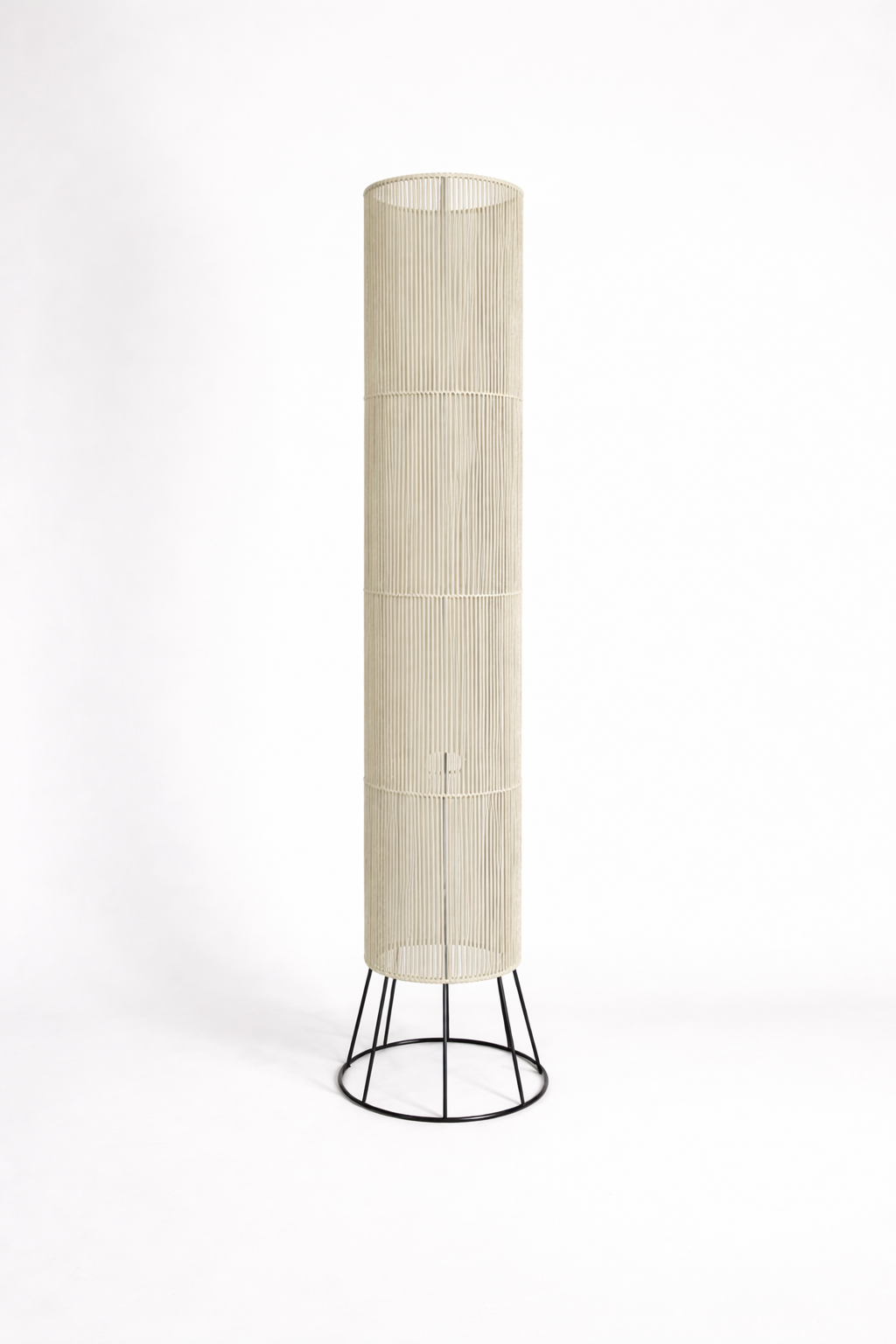 Off White Woven Column Floor Lamp