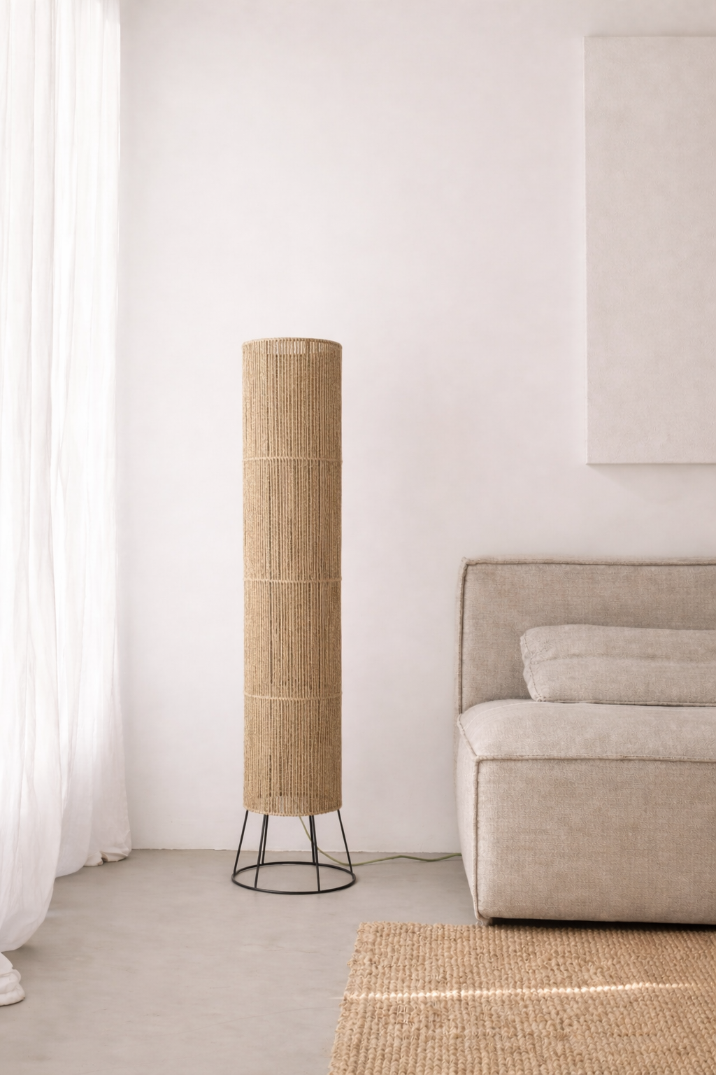 Natural Jute Woven Column Floor Lamp