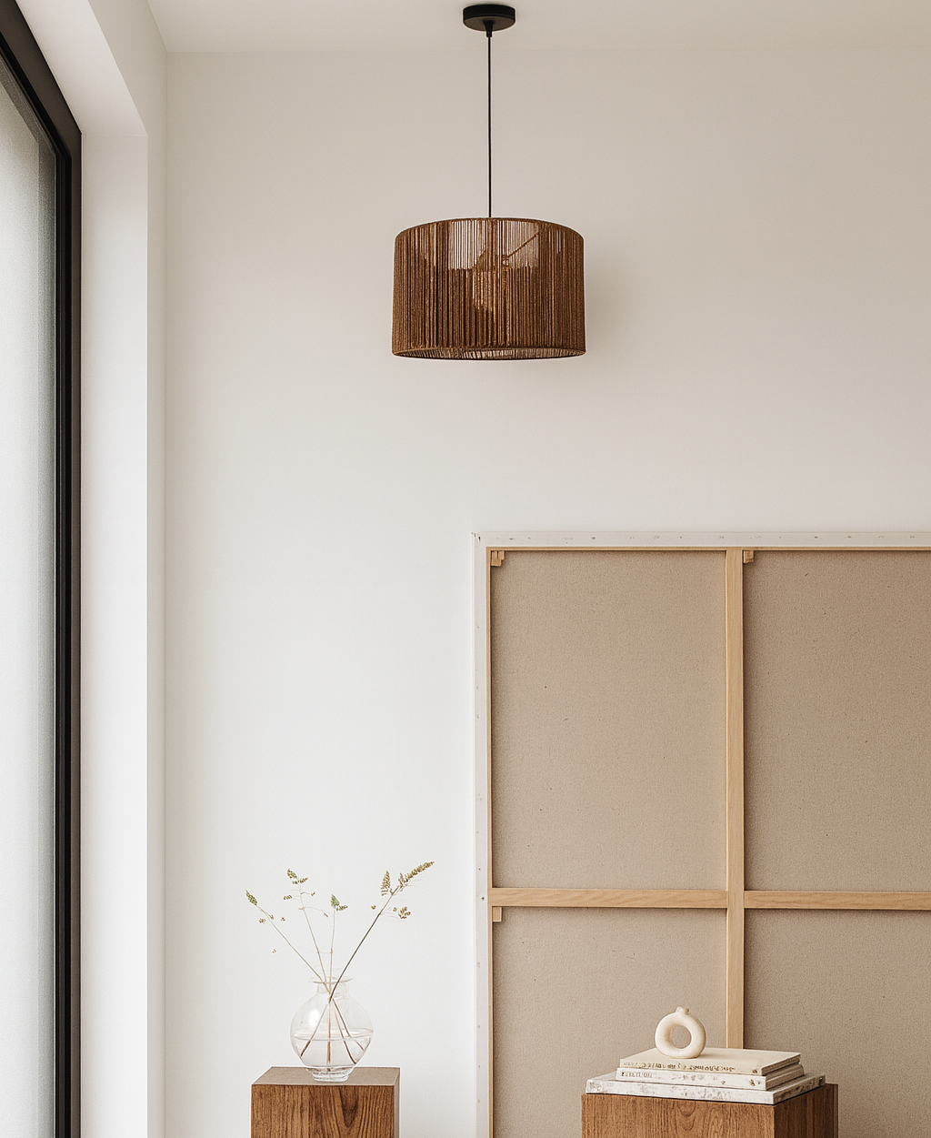 Mocha Drum Pendant Light: Rich Woven Texture in a Single Boho Style
