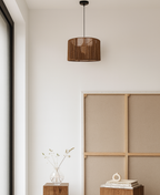 Mocha Drum Pendant Light: Rich Woven Texture in a Single Boho Style