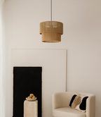 Layered Natural Jute Pendant Light: Double Boho Style Design
