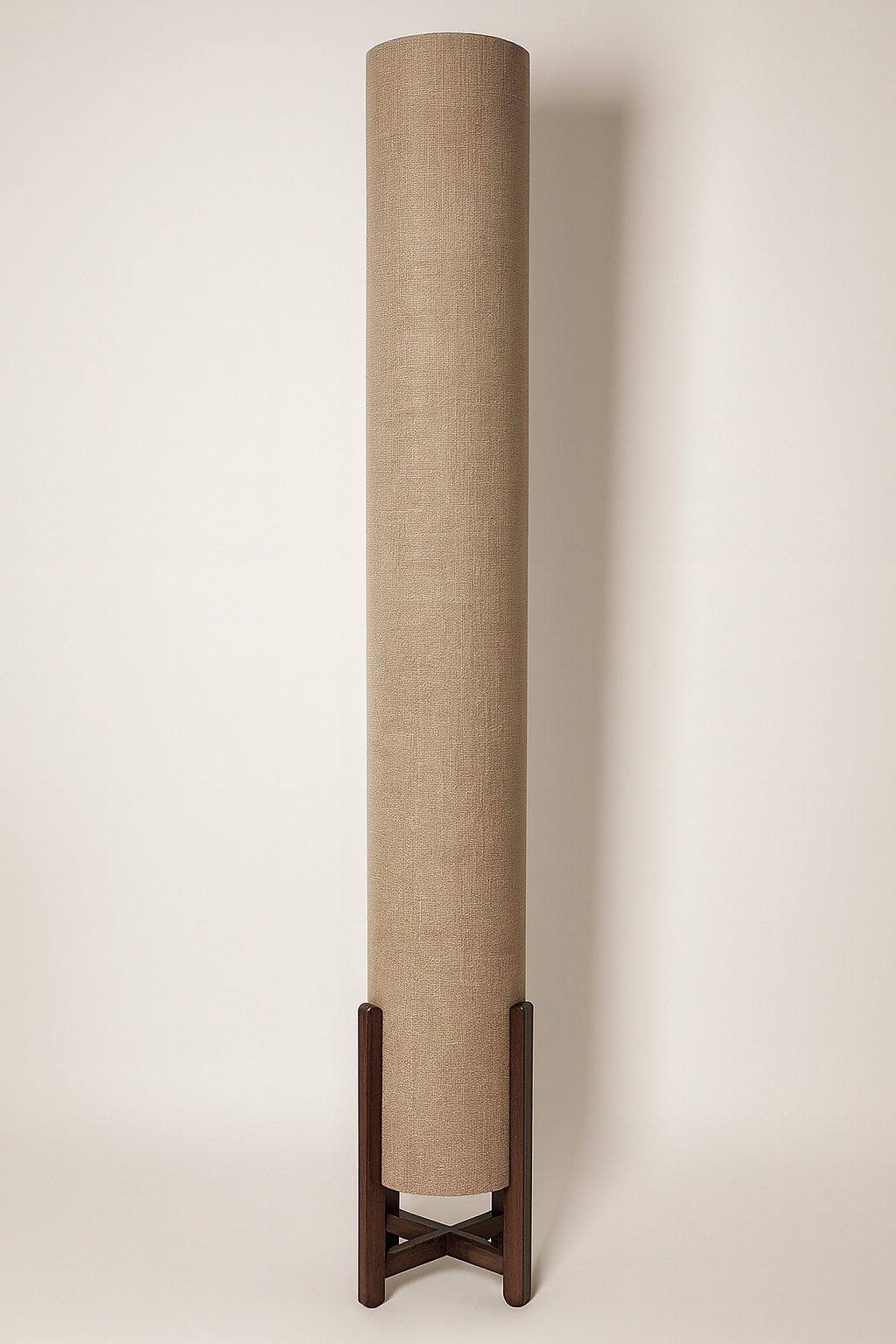 Natural Linen Column Floor Lamp: Mid-Century Modern