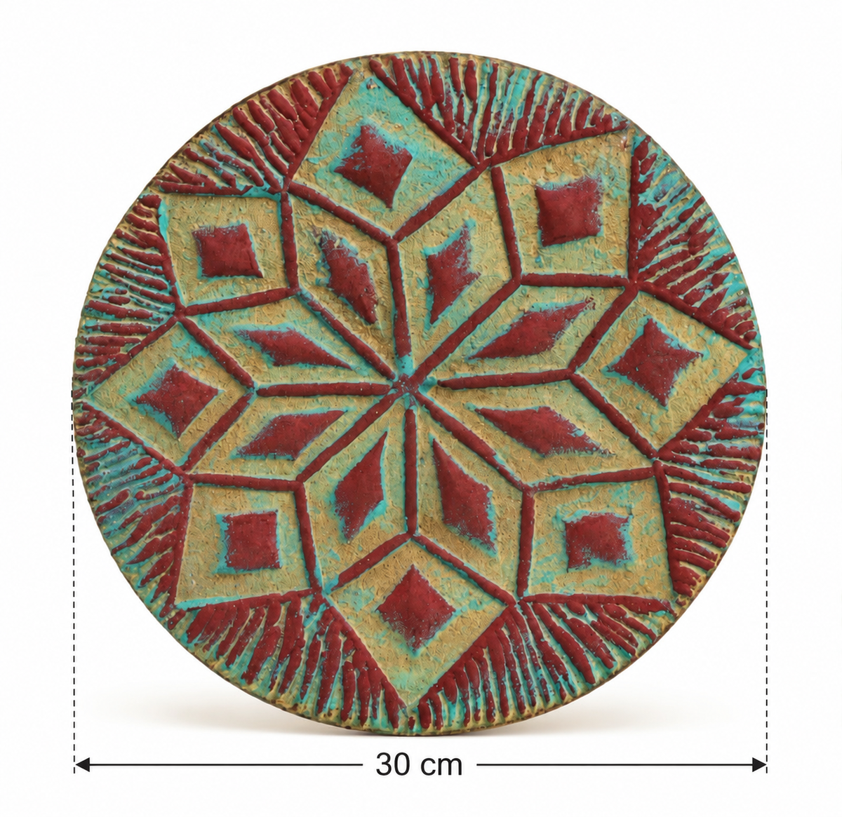Mosaic Star Turquoise & Burgundy Pottery Wall Plate