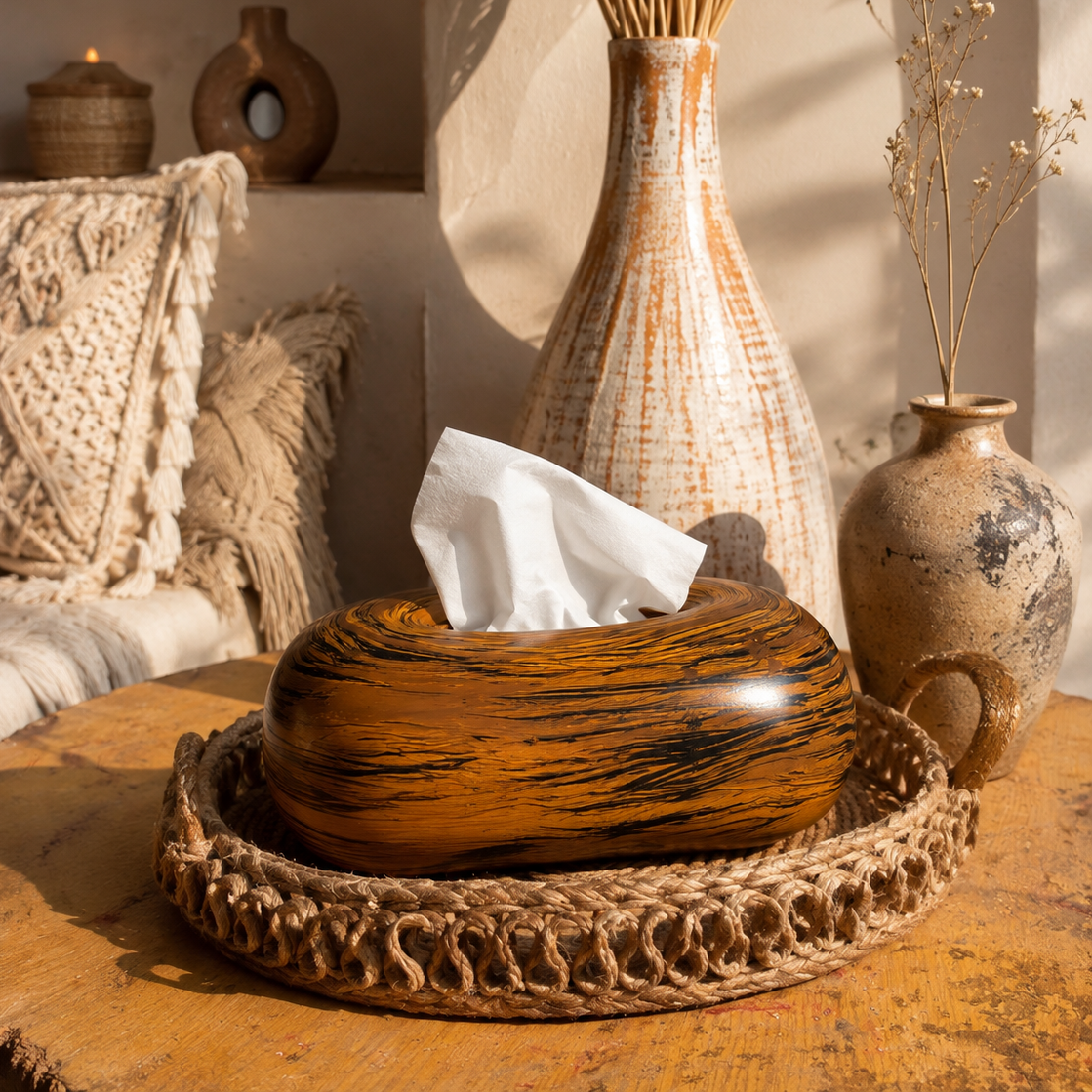 Amber Grain Pottery Tissue Box