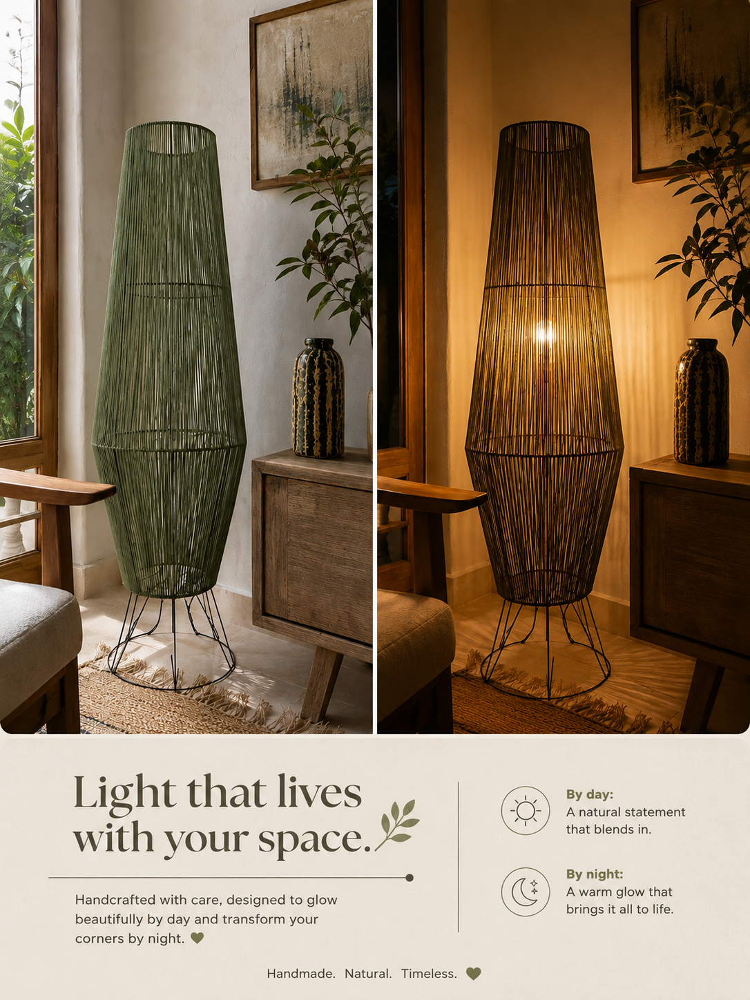 Pear Boho Style Floor Lamp - Green