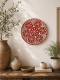 Crimson Rosette Pottery Decorative Plate