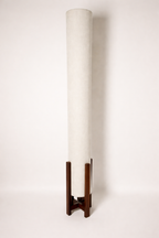 Off-White Linen Column Floor Lamp: Mid-Century Modern