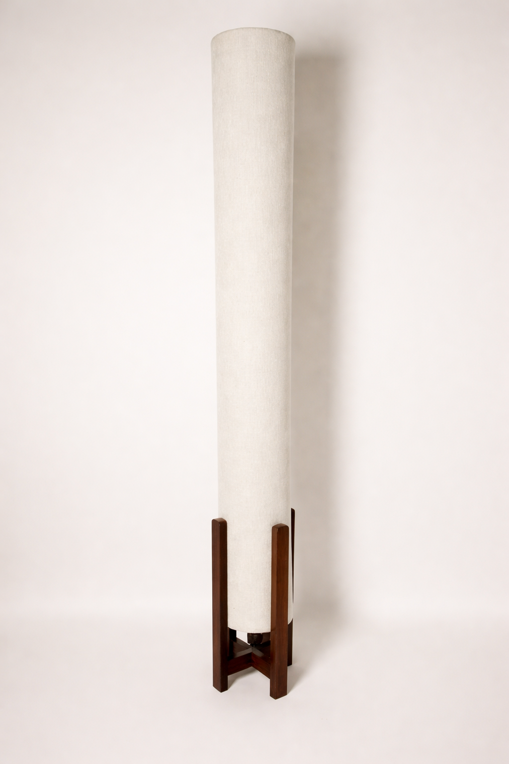 Off-White Linen Column Floor Lamp: Mid-Century Modern