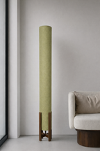 Pistachio Linen Column Floor Lamp: Mid-Century Modern