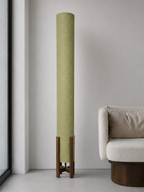 Pistachio Linen Column Floor Lamp: Mid-Century Modern