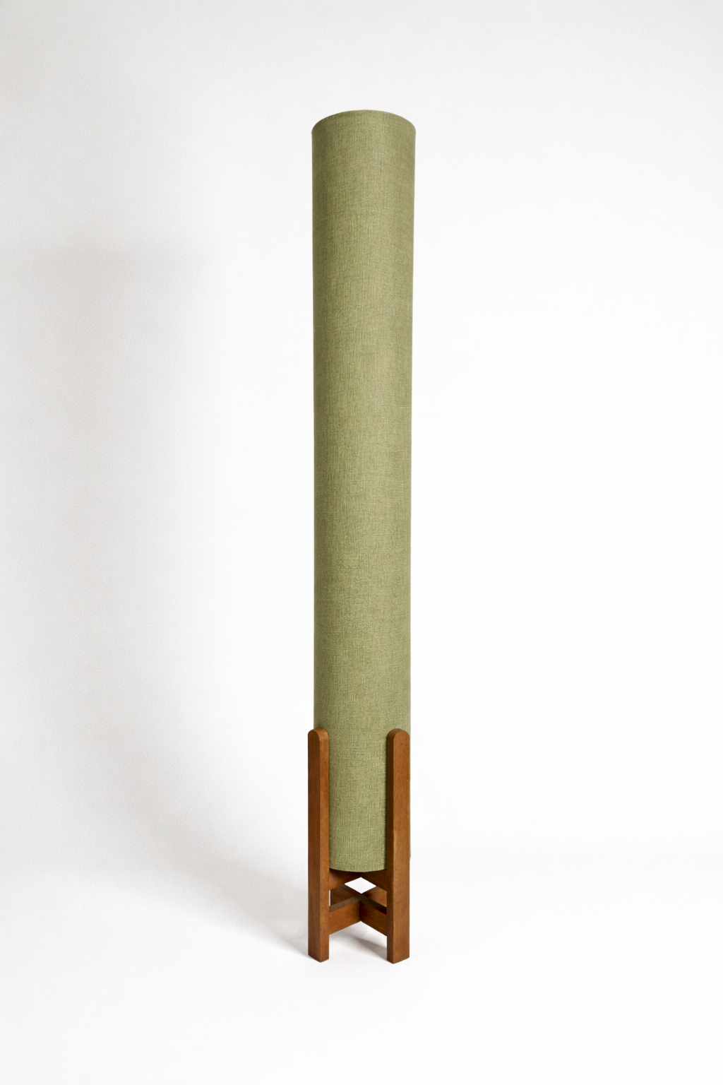 Pistachio Linen Column Floor Lamp: Mid-Century Modern