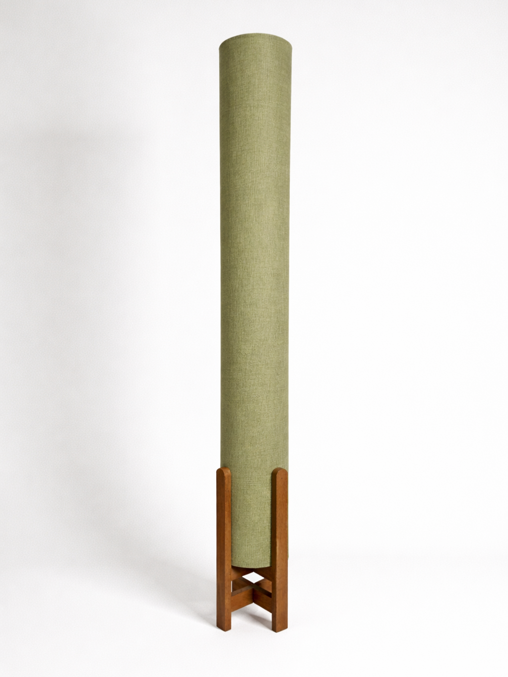 Pistachio Linen Column Floor Lamp: Mid-Century Modern