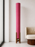 Pink Linen Column Floor Lamp: Mid-Century Modern