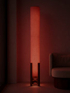 Pink Linen Column Floor Lamp: Mid-Century Modern
