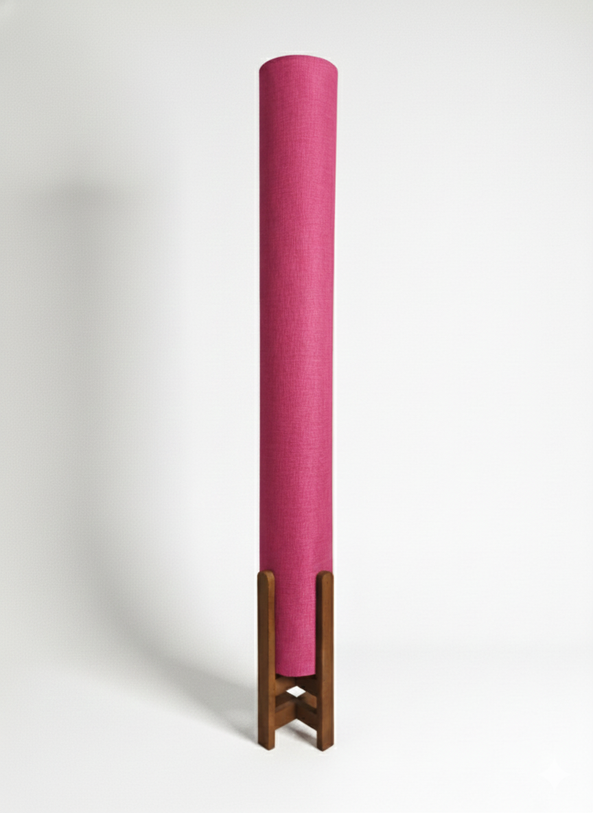 Pink Linen Column Floor Lamp: Mid-Century Modern