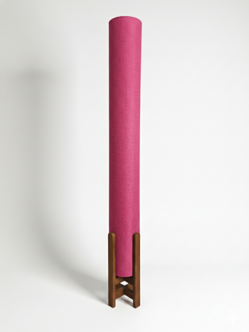 Pink Linen Column Floor Lamp: Mid-Century Modern