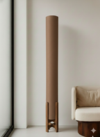 Mocha Linen Column Floor Lamp: Mid-Century Modern