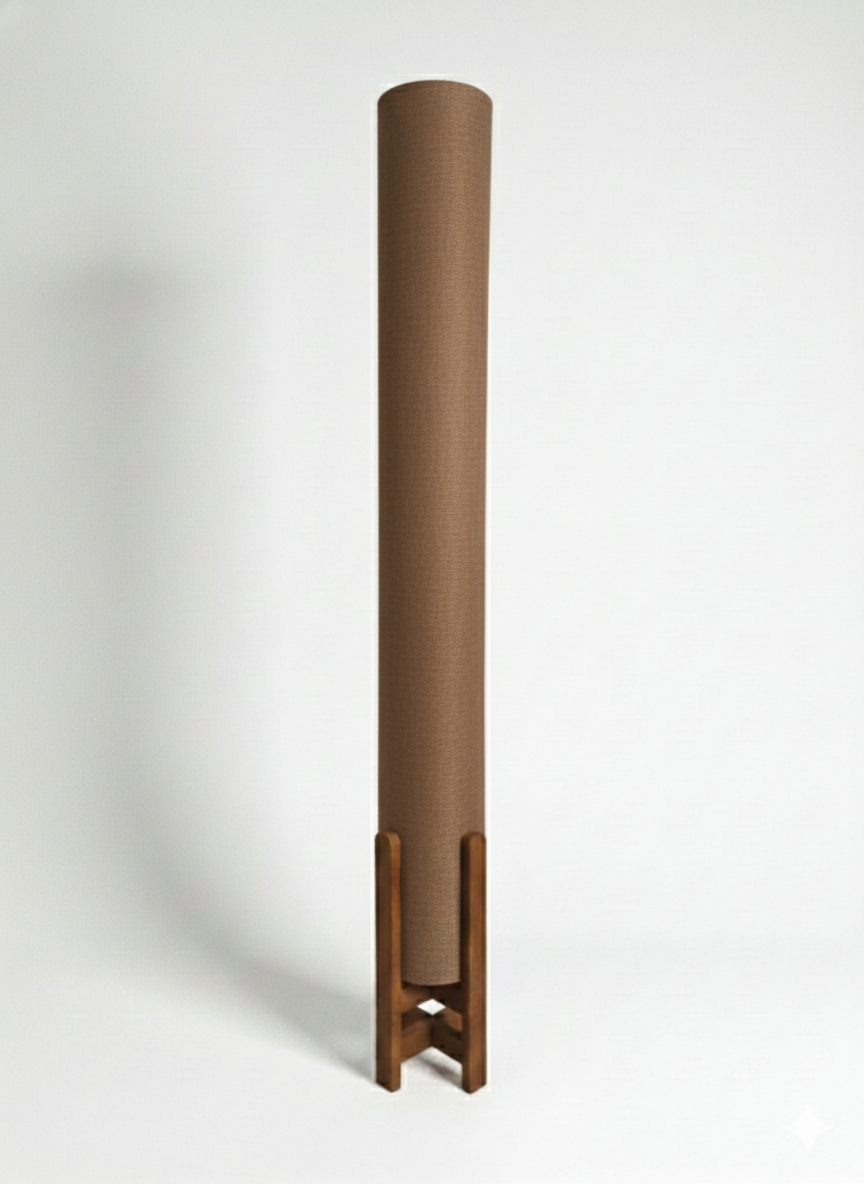 Mocha Linen Column Floor Lamp: Mid-Century Modern