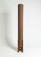 Mocha Linen Column Floor Lamp: Mid-Century Modern