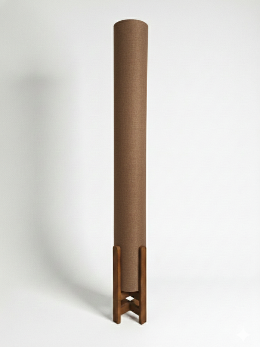 Mocha Linen Column Floor Lamp: Mid-Century Modern