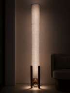 Slate Blue Linen Column Floor Lamp: Mid-Century Modern