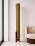 Olive Linen Column Floor Lamp: Mid-Century Modern