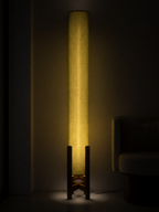 Olive Linen Column Floor Lamp: Mid-Century Modern